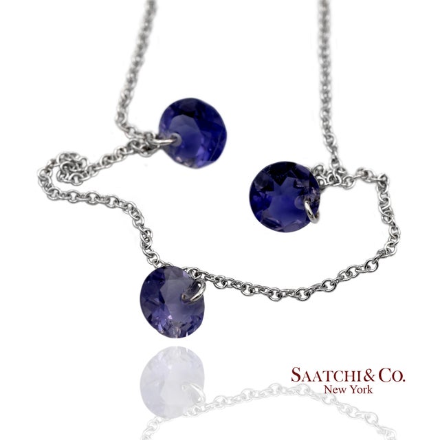 Early 21st Century 18k(750) White Gold Natural Amethyst Pendant Necklace With Chain For Sale - Image 5 of 10