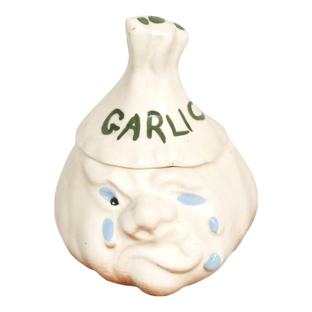 1960’s Japanese Ceramic Garlic Keeper Lidded Jar For Sale