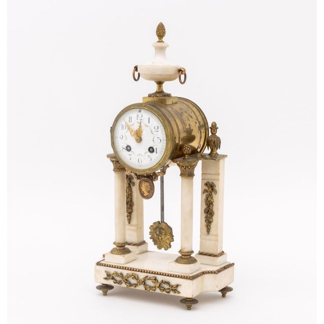 Metal Louis XVI Style Marble and Bronze Clock and Candelabra Set, Late 19th Century For Sale - Image 7 of 18