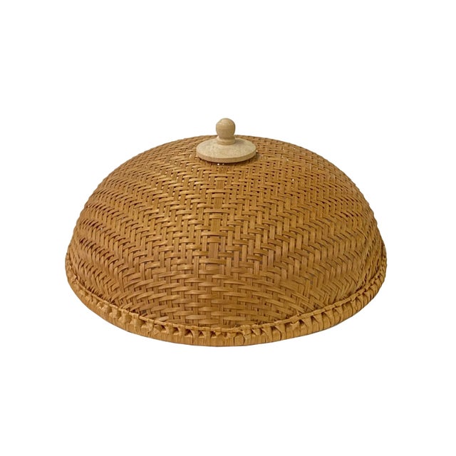 2020s Asian Handmade Rustic Brown Rattan Round Accent Cover For Sale - Image 5 of 5