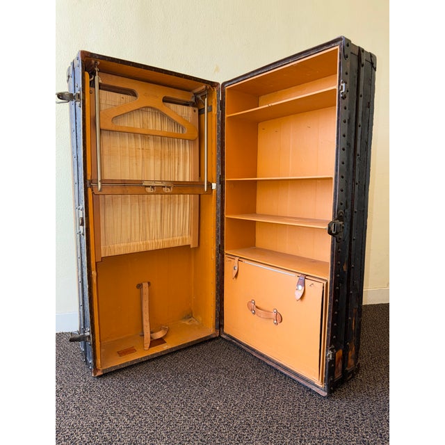 Art Deco Antique Louis Vuitton Wardrobe Steamer Trunk For Sale - Image 3 of 16