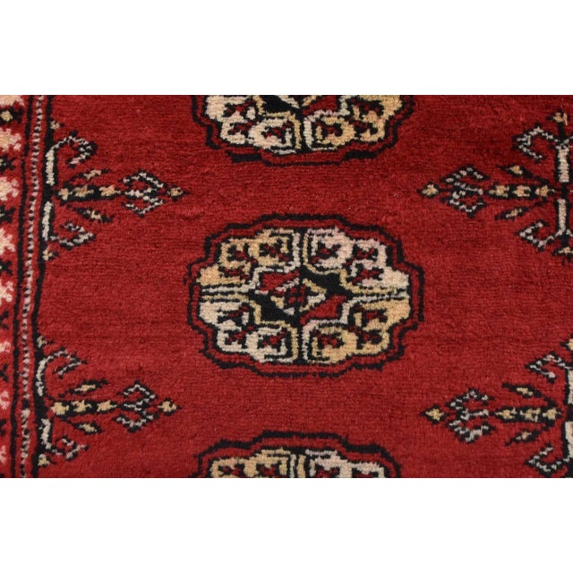 Textile Bokhara Rug 4'1'' X 6'3'' Red Wool Tribal Hand-Knotted Oriental Carpet For Sale - Image 7 of 12