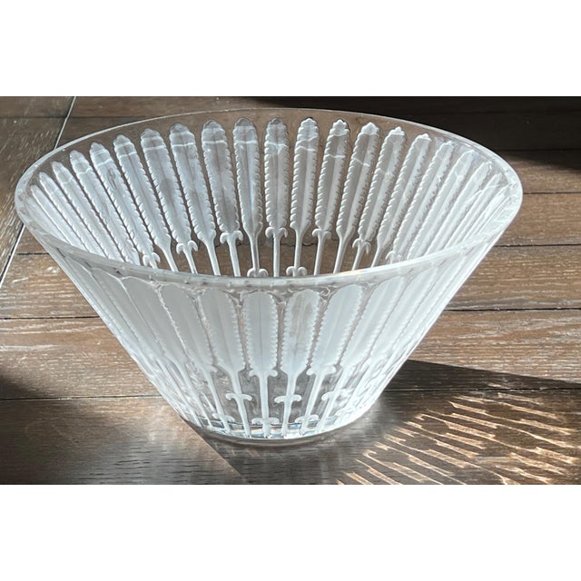 Lalique Vintage Lalique Crystal Feather Ears of Wheat 10" Diameter Centerpiece Bowl France For Sale - Image 4 of 10