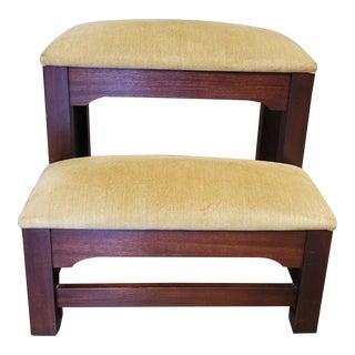 Craftique Chippendale Style Solid Mahogany Bed Steps For Sale