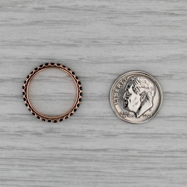 2010s 0.85ctw Black Diamond Eternity Band 18k Rose Gold Stackable Wedding Ring Sz 5.5 For Sale - Image 5 of 8