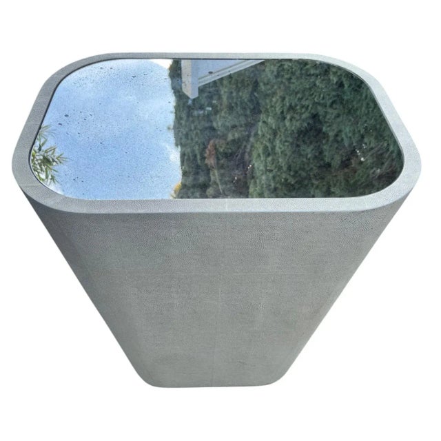 Shagreen Plinth Side Table With Mercury Mirror Top For Sale - Image 10 of 10