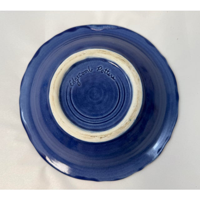 Aqua Edgecomb Potters Crystalline Starburst Glaze Beachy Aqua Blue Green Bowl Dish Handmade Pottery For Sale - Image 8 of 9