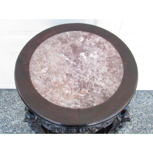 Wood Marble Top Antique Chinese Hardwood Table For Sale - Image 7 of 17