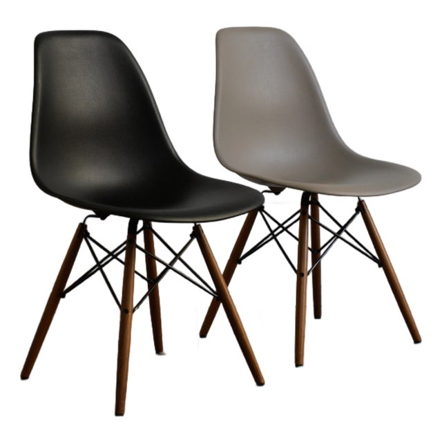 Eames Dowel-Leg Molded Plastic Side Chairs for Herman Miller, 2015, Pair For Sale