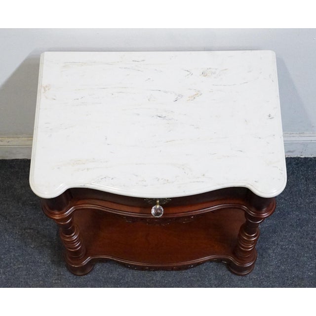 Late 20th Century Pulaski Furniture Solid Cherry Traditional Victorian Revival 24" Nightstand W. White Granite Top 45141 For Sale - Image 5 of 13
