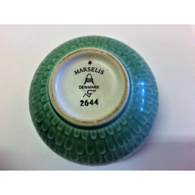 Nils Thorsson Small Green Faience Marselis Bowl by Nils Thorsson for Royal Copenhagen, 1950s For Sale - Image 4 of 6