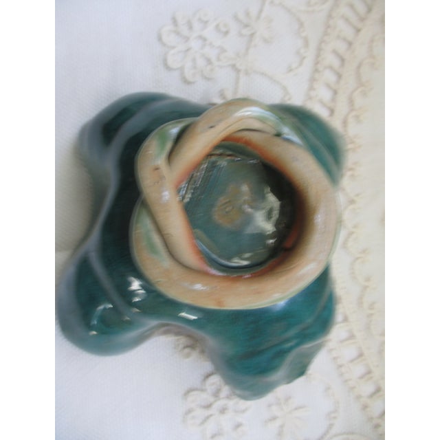 Forest Green Vintage Majolica Green Bowl With Waterlily & Two Frogs For Sale - Image 8 of 9
