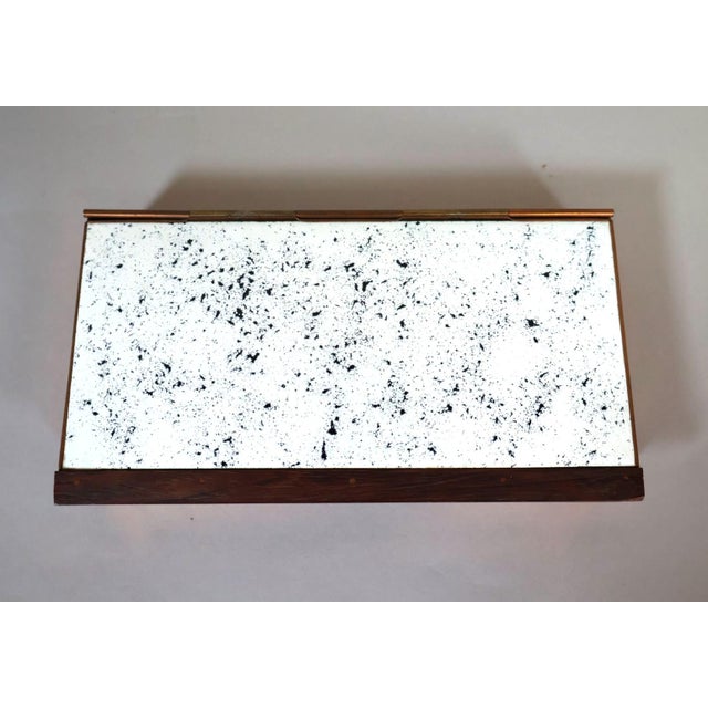 1960s Danish Modern SPV Copper, Black & White Enamel Box With Rosewood Lift For Sale - Image 4 of 9