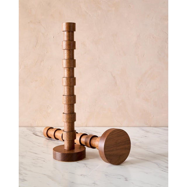"Franc" Hand Turned Walnut Candle Holders by Lostine, Set of 2 For Sale - Image 9 of 11