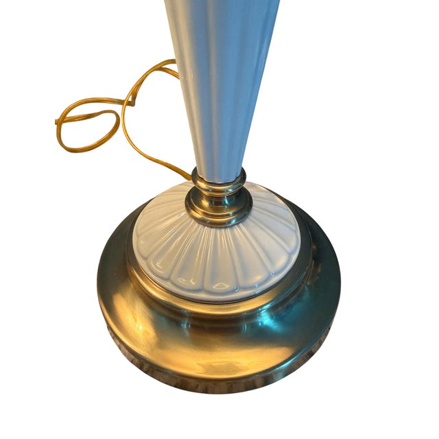 Ceramic Vintage Lenox Porcelain & Brass Table Lamps - A Pair For Sale - Image 7 of 12