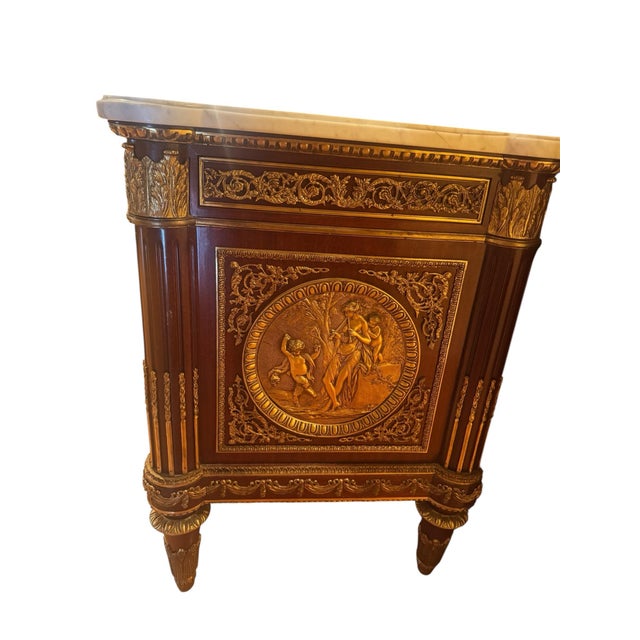 Absolutely beautiful sideboard modeled after Benneman & Stockel. Excellent condition. Beautiful marble top. An elegant piece.