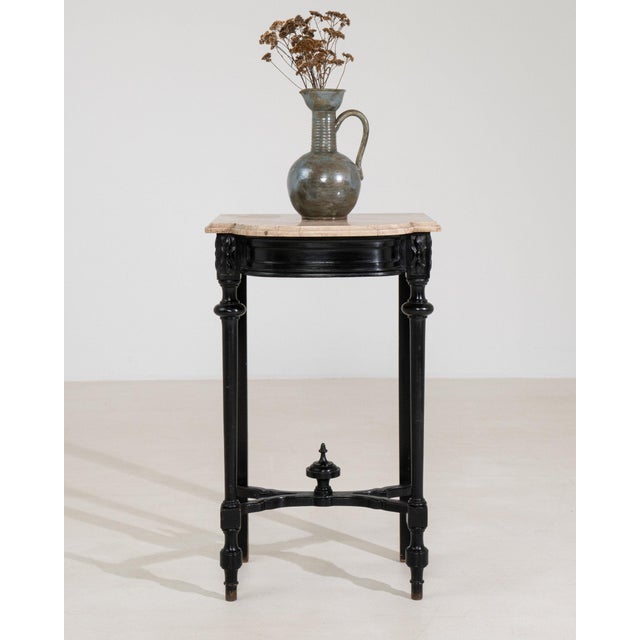 Wood 19th Century France Napoleon III Black Wood Console Table For Sale - Image 7 of 11