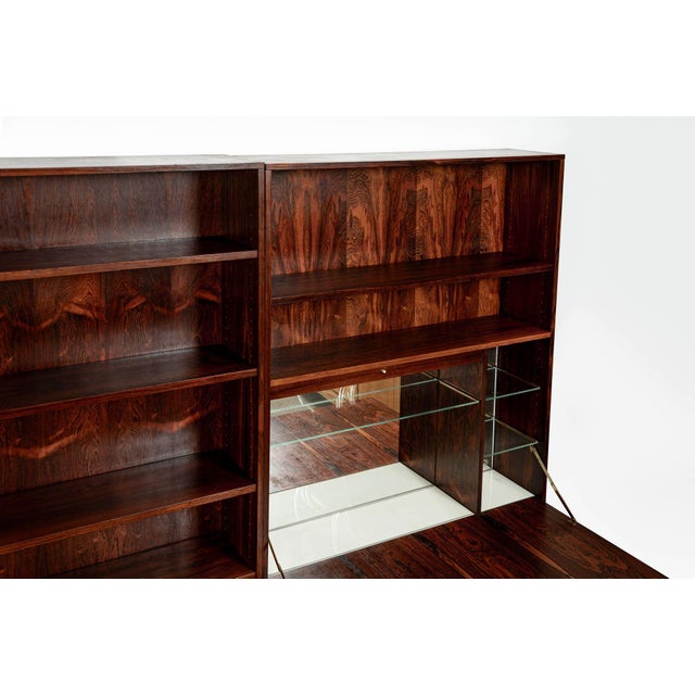 Wood Mid-Century Swedish Rosewood Bookcase Dropdown Wall Unit by Bertil Fridhagen for Bodafors, 1960s For Sale - Image 7 of 18