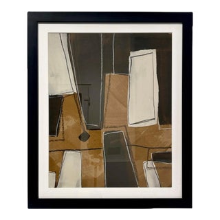 Untitled #27, Framed Abstract Mixed Media, Neutral Minimalist Wall Art For Sale