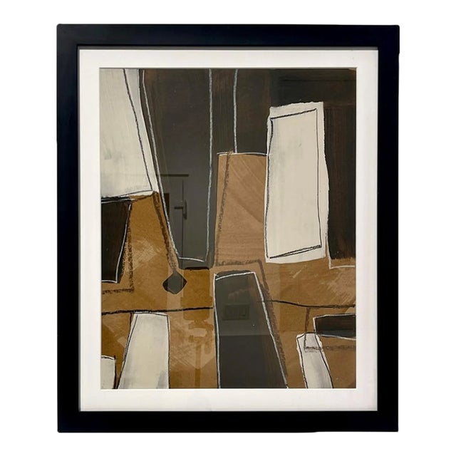 Untitled #27, Framed Abstract Mixed Media, Neutral Minimalist Wall Art For Sale