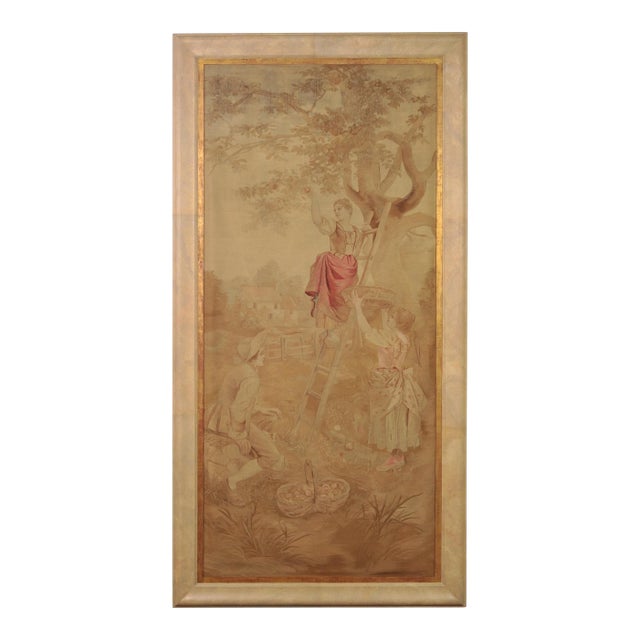 19th Century French Aubusson Harvest Tapestry Framed Panel 9.5 Ft For Sale