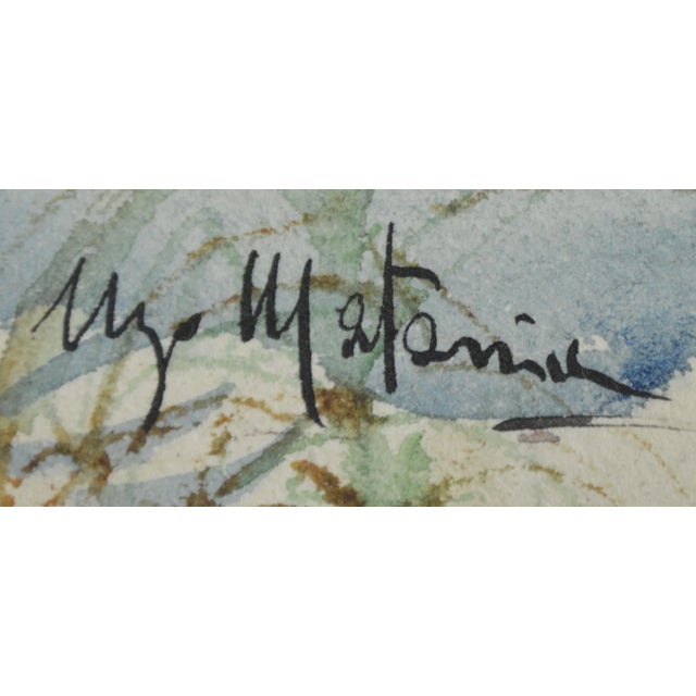 Ugo Matania, Mediterranean Landscape, Original Watercolor For Sale - Image 3 of 11