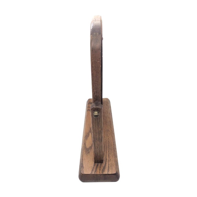 Mid-Century Modern 1970s Oak Wood Shaving / Cheval / Vanity Mirror For Sale - Image 3 of 11