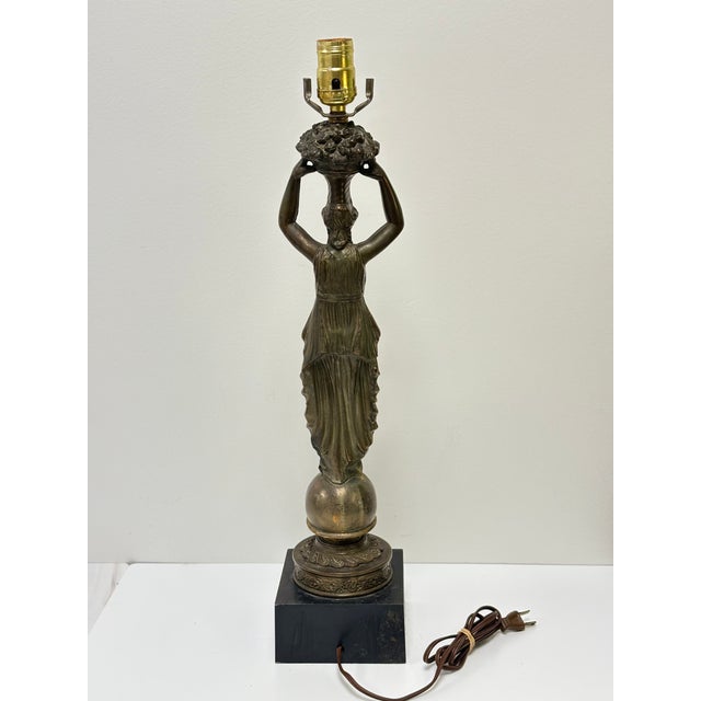 Metal Vintage Figural Table Lamp in Bronze For Sale - Image 7 of 10