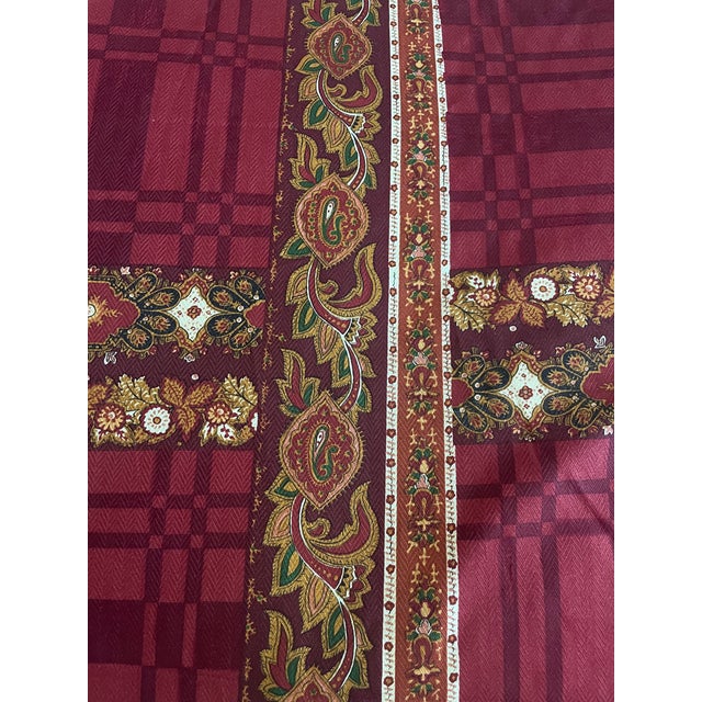 2000 - 2009 Vintage Schumacher Burgandy "Paisley and Plaid" Screen Print Cotton Fabric. 5.5 Yards. For Sale - Image 5 of 5