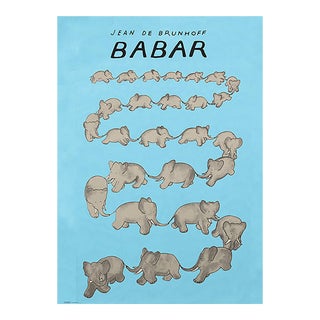 2017 Jean de Brunhoff 'Babar The Blue Carousel Pack of 50' Contemporary Blue,Brown France Offset Lithograph For Sale