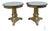 Vtg. Pair Italian Regency Style Carved Wood Pedestal End Tables W/Mirrored Tops For Sale