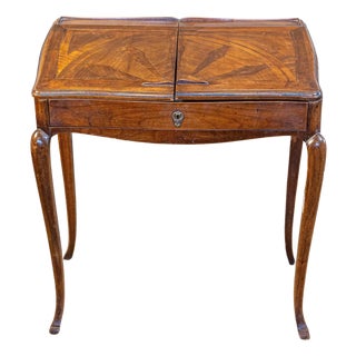 Petite French Louis XV Style Walnut Slant-Front Desk, Stamped, circa 1810 For Sale