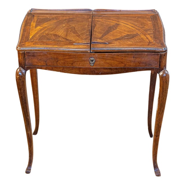 Petite French Louis XV Style Walnut Slant-Front Desk, Stamped, circa 1810 For Sale