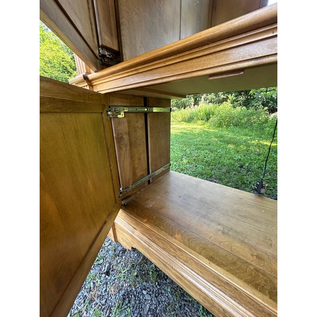 Wood Monumental Blonde Wood Armoire Cabinet For Sale - Image 7 of 12