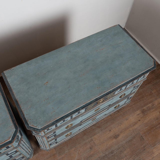 Late 19th Century 19th Century Blue Painted Swedish Gustavian Chest of Drawers For Sale - Image 5 of 16