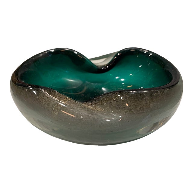 Green Ashtray or Catchall Art Glass in the Manner of Murano For Sale