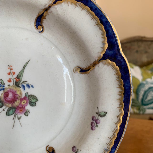 Sèvres Style “Feuilles De Choux” Plate in Blue and Gold For Sale - Image 9 of 11
