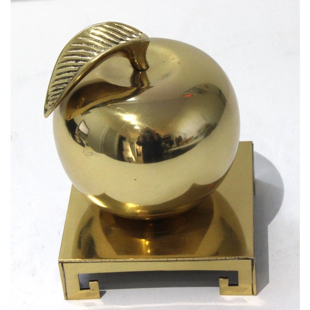 Late 20th Century Brass Apple Paper Weight on a Brass Platform For Sale - Image 5 of 9