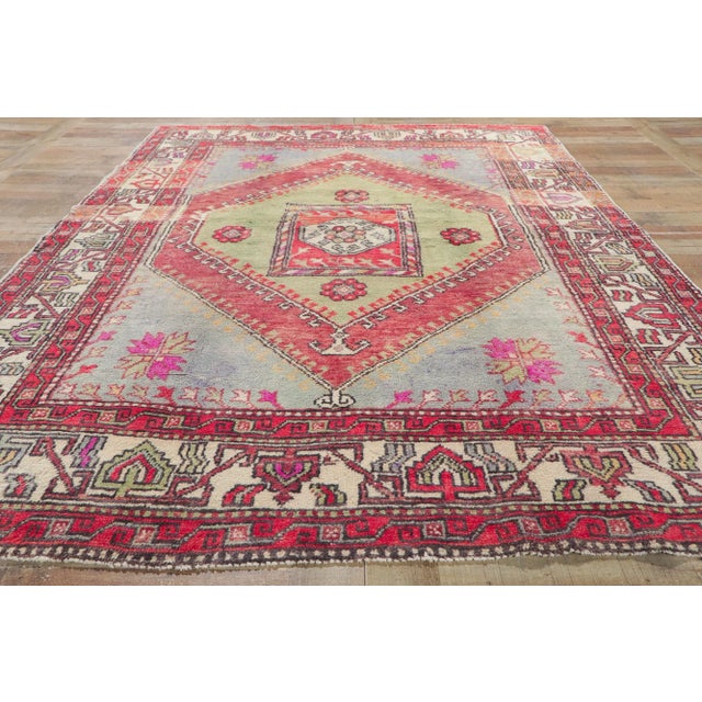 Mid 20th Century Vintage Turkish Oushak Rug - 5'08 X 08'06 For Sale - Image 5 of 10