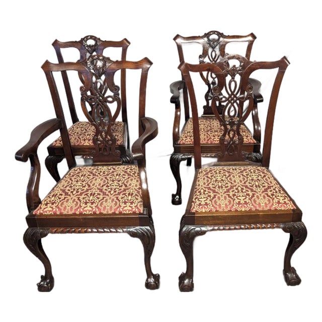 Mid 20th Century Chippendale Style Set of 4 Chairs For Sale