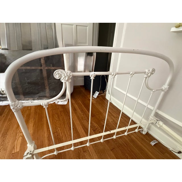 Shabby Chic Antique Iron Full Size Bedframe For Sale - Image 3 of 8