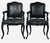 Black Faux Crocodile & Glossy Black Louis XV Style Armchairs — A Pair French-inspired curves meet bold crocodile texture...