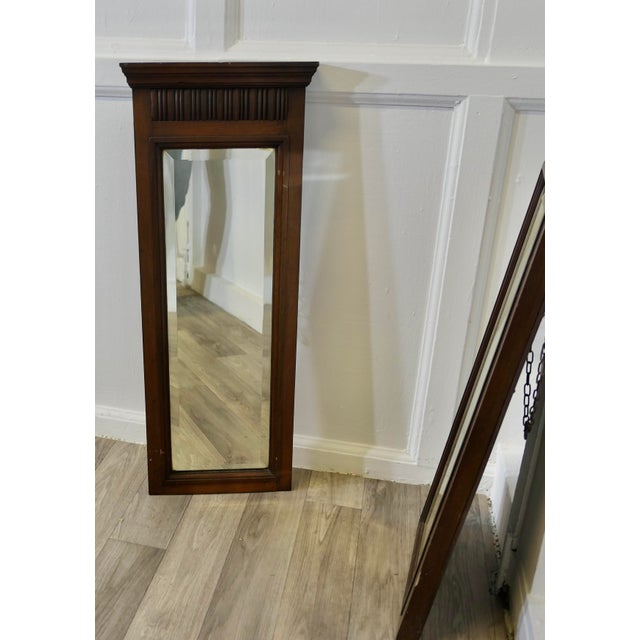 Narrow Edwardian Walnut Mirrors, 1890s, Set of 2 For Sale - Image 5 of 7