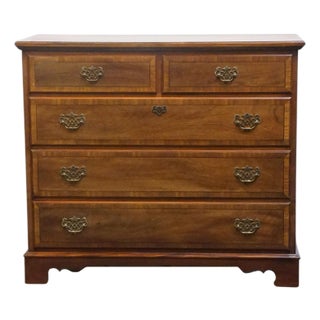 Stanley Furniture Stoneleigh Collection Solid Banded Mahogany 46" Five Drawer Chest 8713-01 For Sale