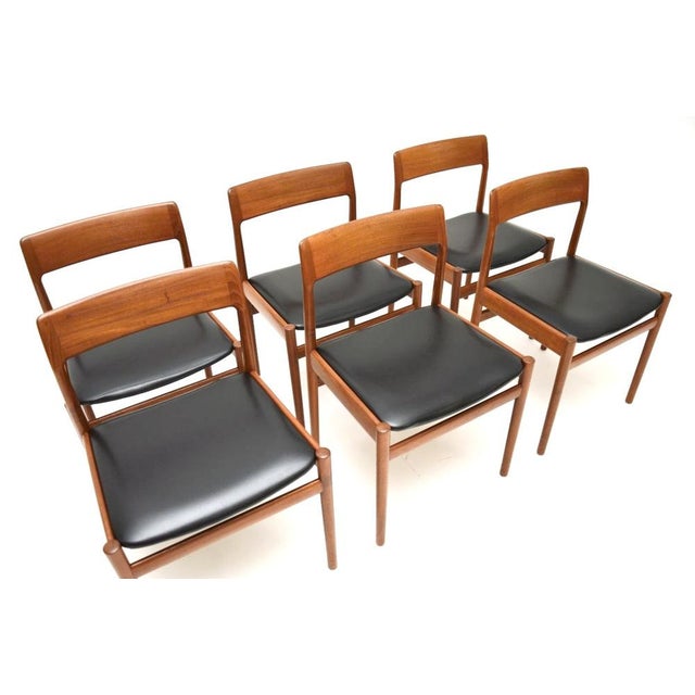 A superb set of six vintage teak dining chairs by Dalescraft. They were made in England, they date from the 1960’s. The...