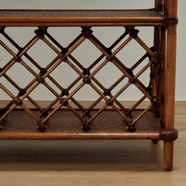 Vintage British Colonial Style Bamboo and Grasscloth Serving Bar For Sale - Image 15 of 18