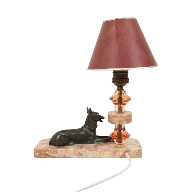 French Art Deco Table Lamp in Pink Marble Glass, 1930s For Sale - Image 14 of 17