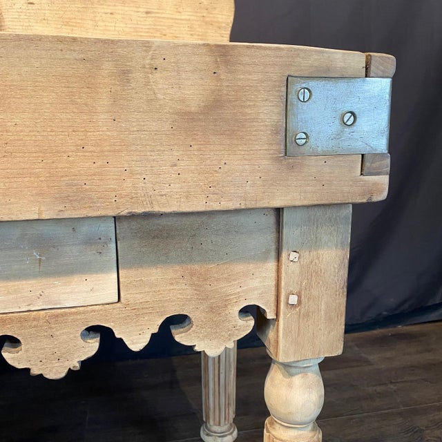 Antique French Butcher’s Block Table With Bull’s Head Mount and Rare Paris Label For Sale - Image 10 of 18