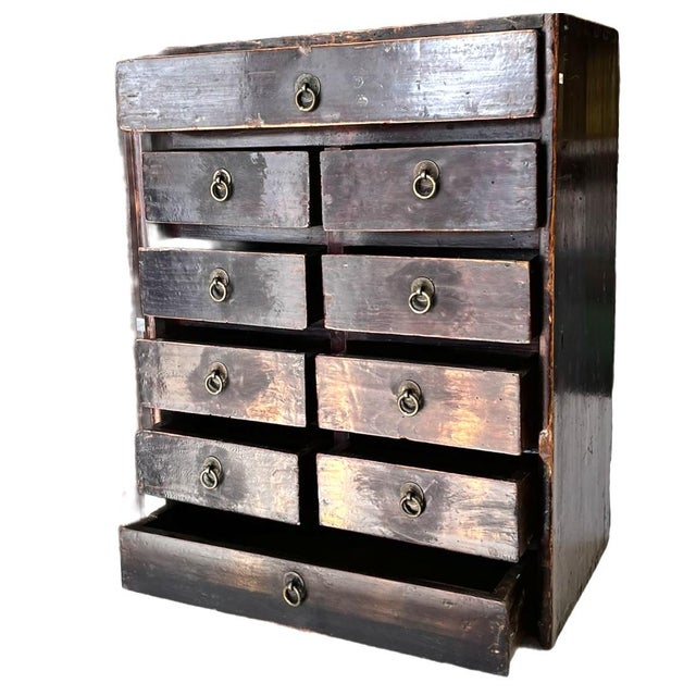 Late 19th Century Small Chinese Antique Apothecary Cabinet With Front Closing Door For Sale - Image 5 of 7