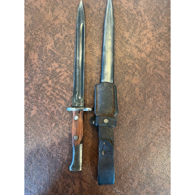 Animal Skin Early 20th Century Yugo M48 Mauser Bayonet Scabbard Leather Frog Preduzece 44 Factory 44 For Sale - Image 7 of 7